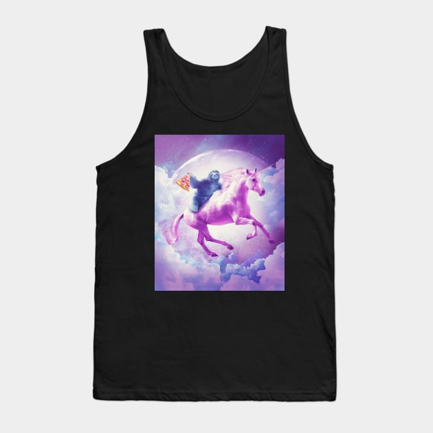 Space Sloth Riding On Flying Unicorn With Pizza Tank Top by Random Galaxy